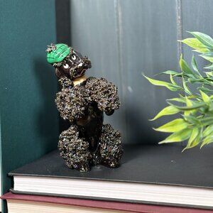 Vintage Spaghetti Poodle Figurine Black Porcelain Poodle Dog MCM Home Decor